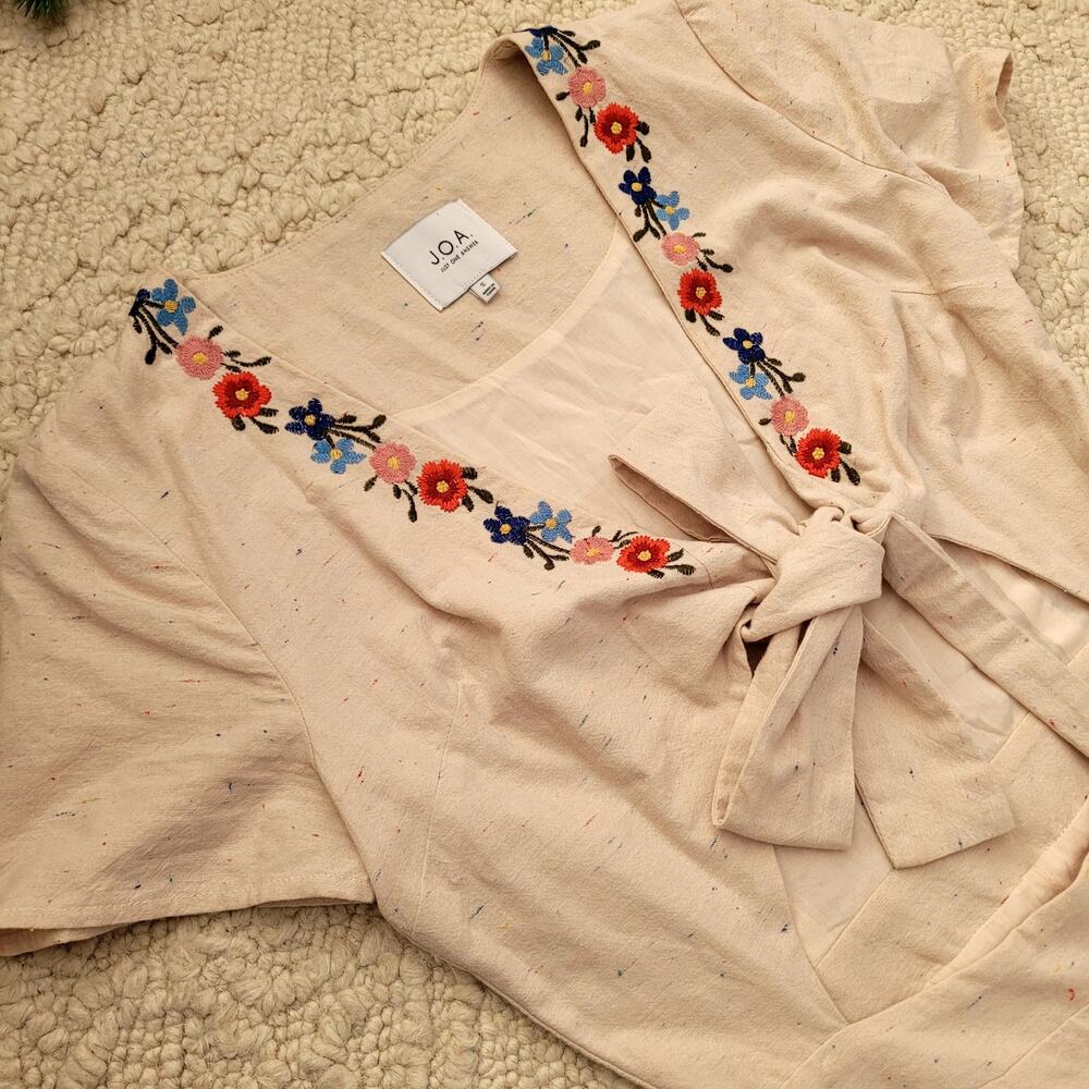 Anthropologie Cream Floral Embroidered Jumpsuit